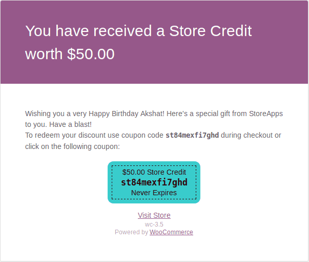 WooCommerce Store Credit Example 