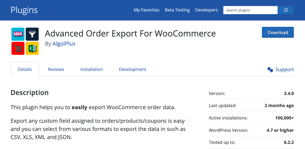 Advanced Order Export allows the effortless exporting of your WooCommerce order data