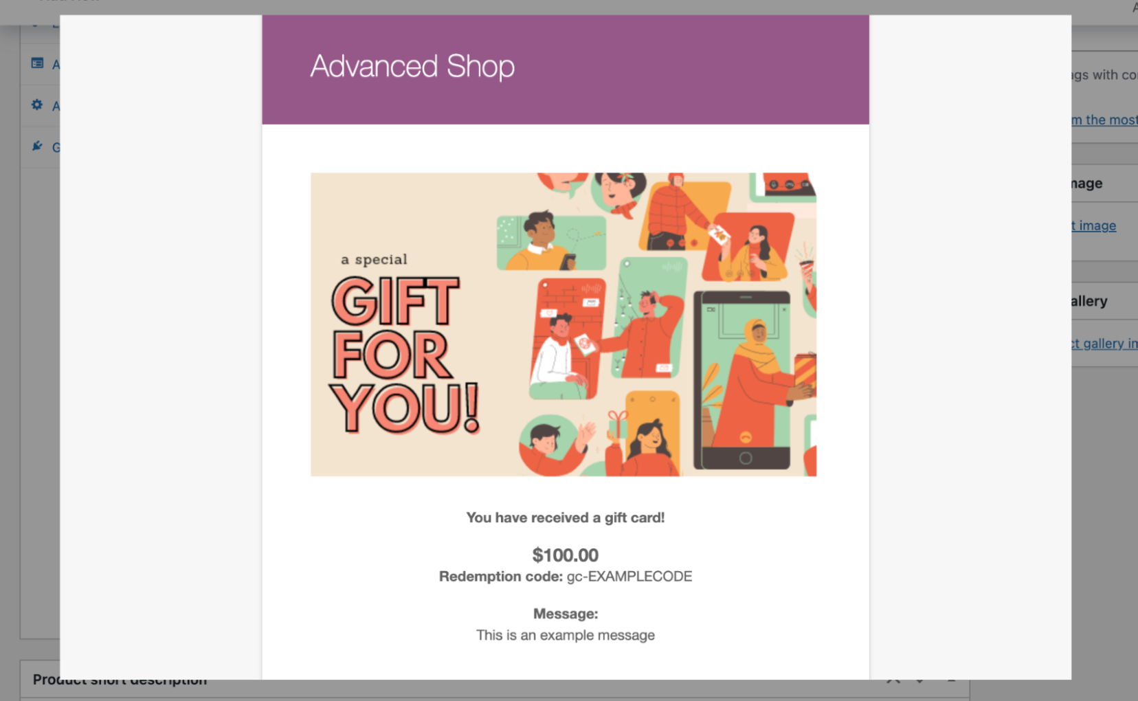 Advanced Gift Card Product Sample