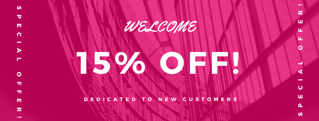 Welcome 15% off coupon example