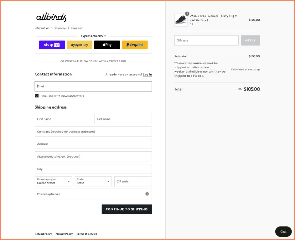 Great checkout page example 