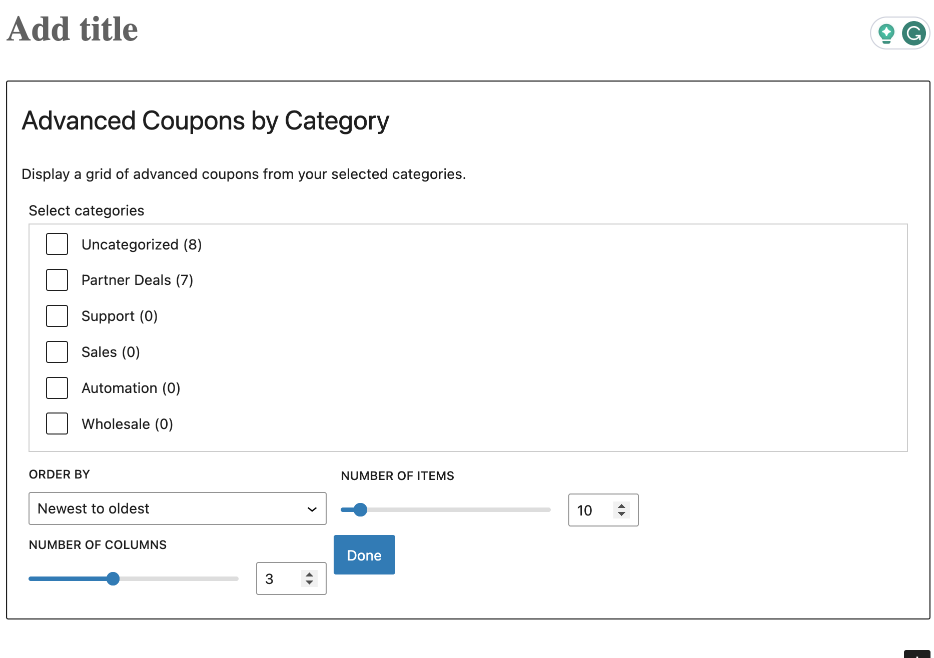 Advanced Coupons by Category
