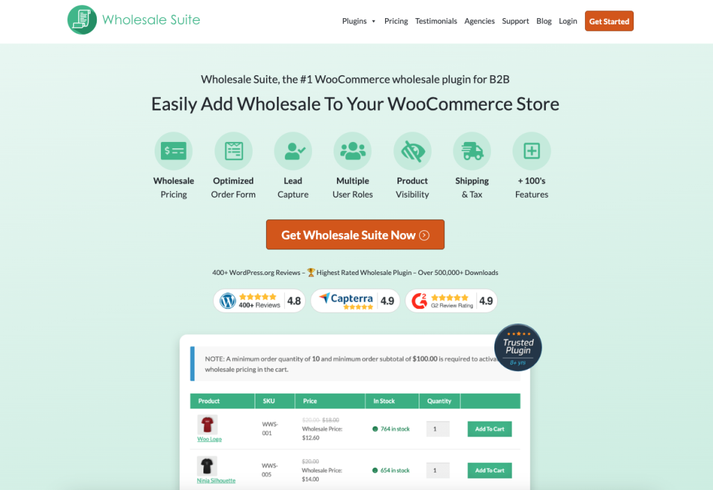 Homepage Example from Wholesale Suite