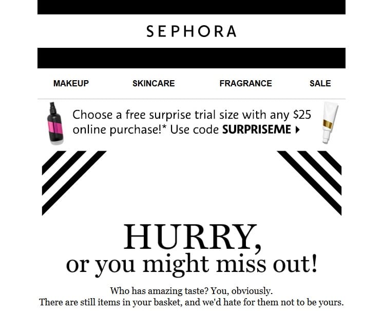 Sephora's promotional email