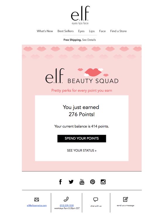 E.l.f.'s loyalty program email example