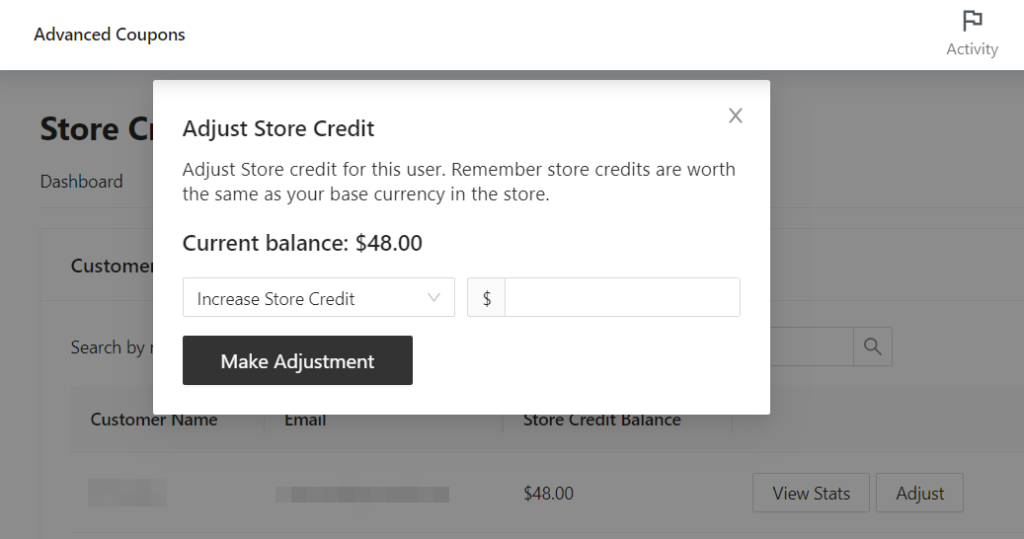 Store credit management example 