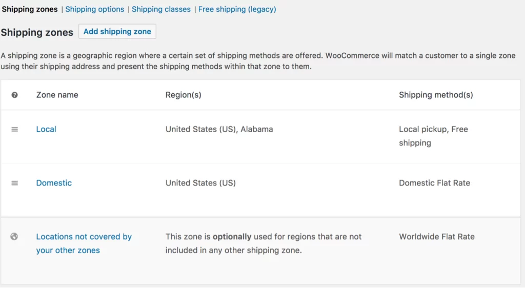WooCommerce shipping 