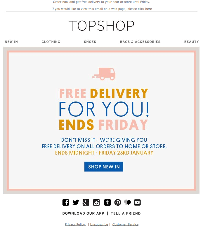 Topshop's Free Shipping Campaign 