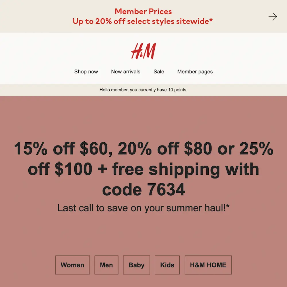 Tiered discount example 