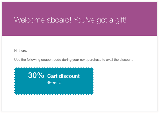 An example of a WooCommerce signup discount notification
