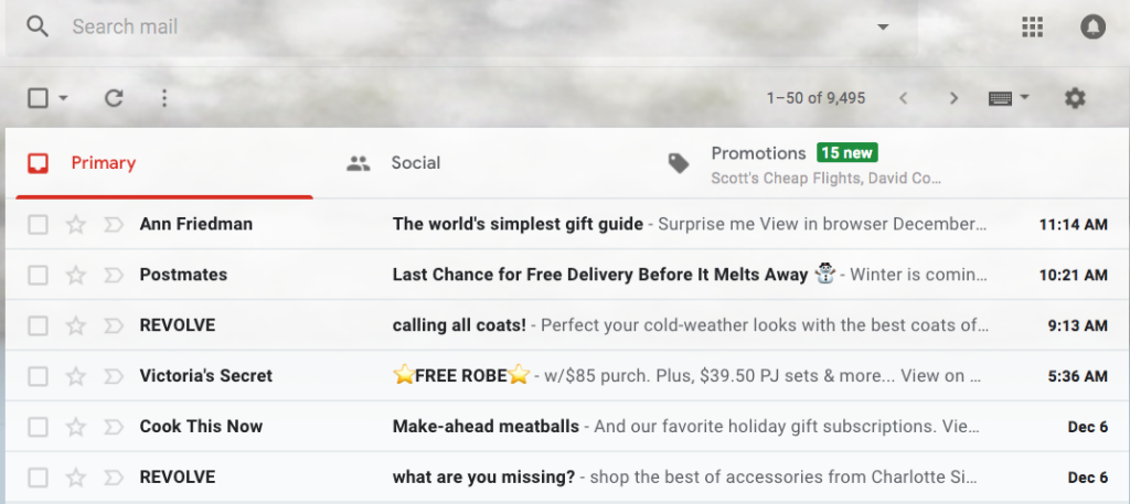 Customer inbox filled with promotional messages