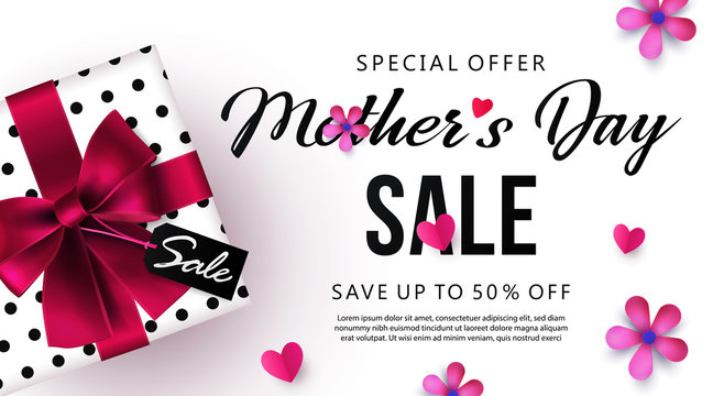 Mother's Day sale banner template offering up to 50% off